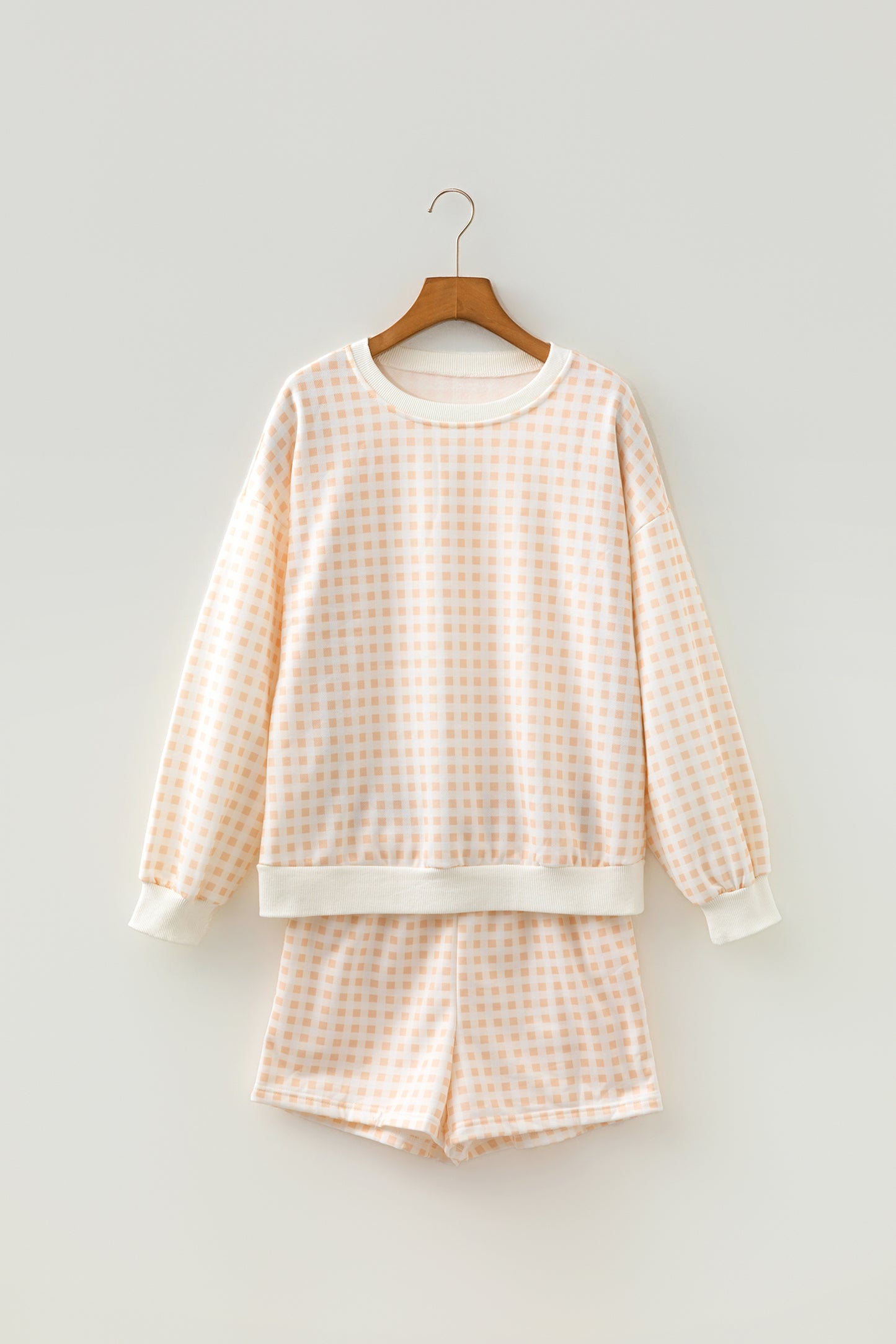 Geruite baggy pullover met trekkoord en casual shorts 2-delige set