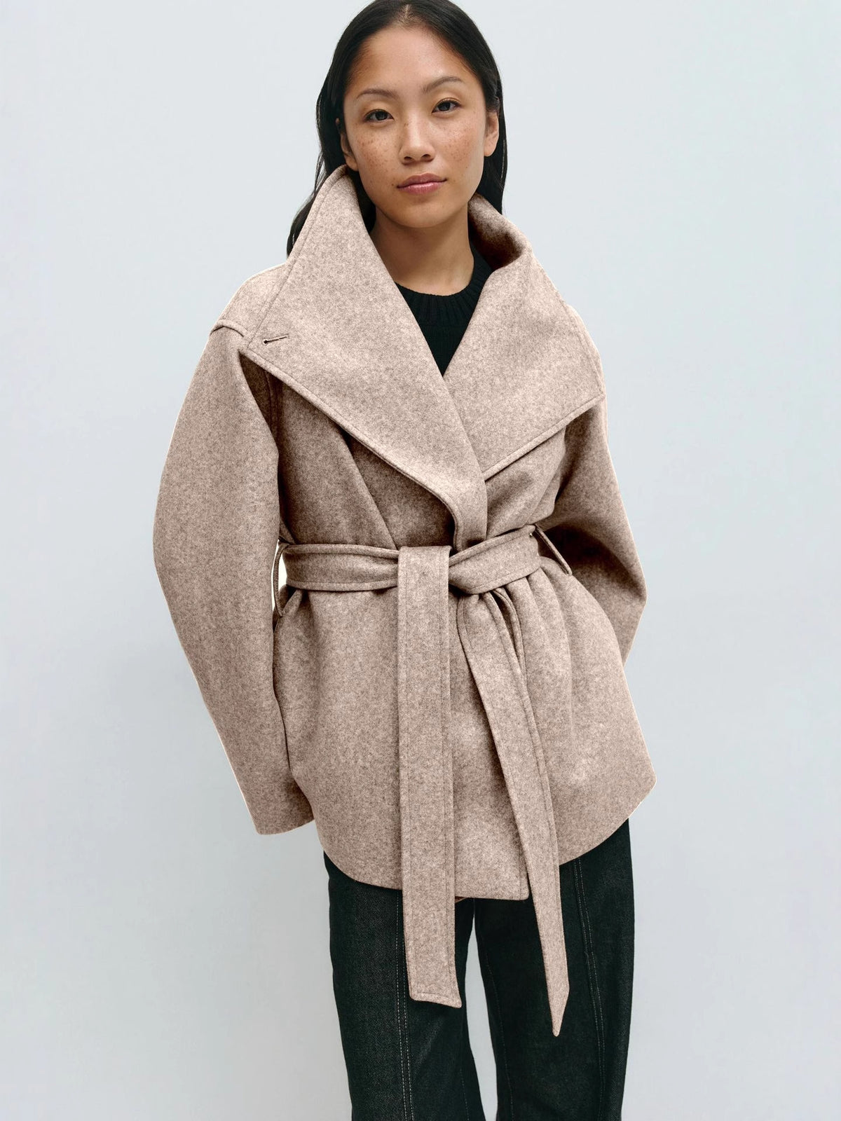 Women's Stand Collar Double-Sided Wool Coat