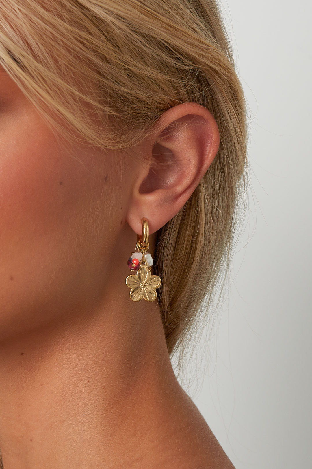 Oorbellen van roestvrij staal met bloemenmotief, casual, dagelijks, eenvoudig, serie, damessieraden