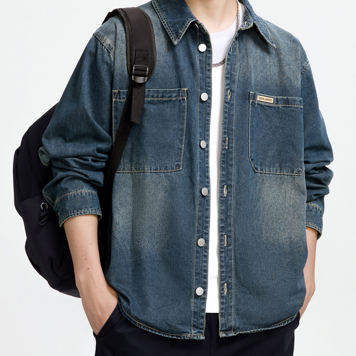 Mens Denim Long Sleeve Shirt