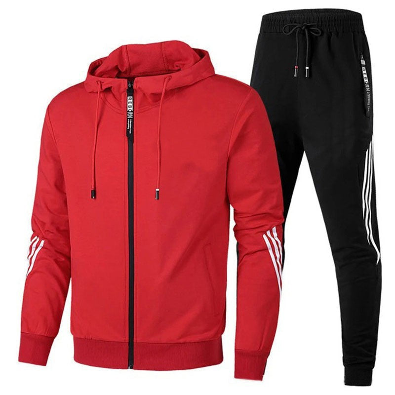 Printed Hooded Sports Sweatshirt and Pants Set