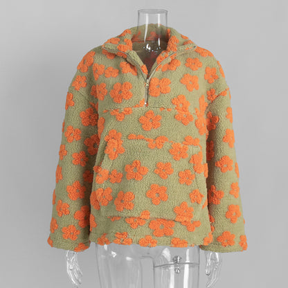 fleece floral sweatshirt