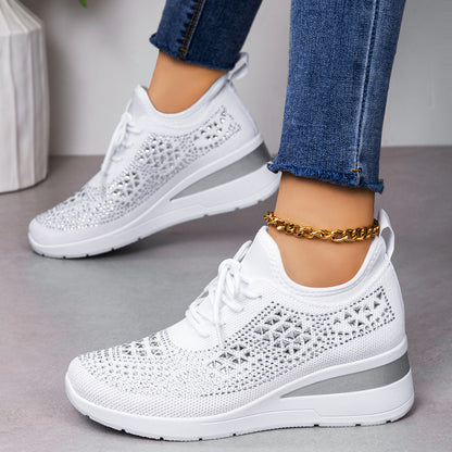 Rhinestone Lace-Up Women Casual Shoes