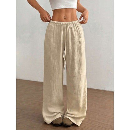 High Waist Wide Leg Cotton Trousers