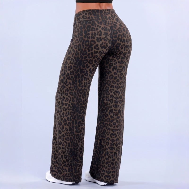 Women's Brushed Fabric High-Waisted Wide-Leg Yoga Running Pants