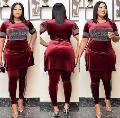 Elegant Velvet Women Suit with Hot Drill Details