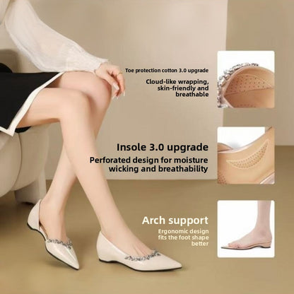 Rhinestone Pointed Toe Side Cutout Women Shoes