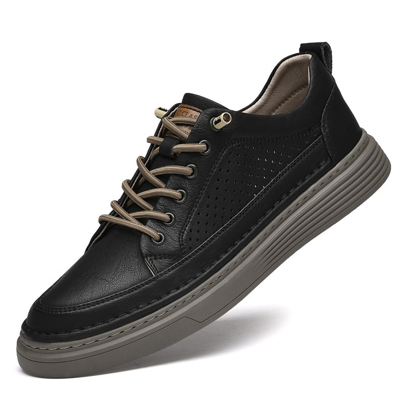Mens Cowhide Casual Retro Breathable Shoes