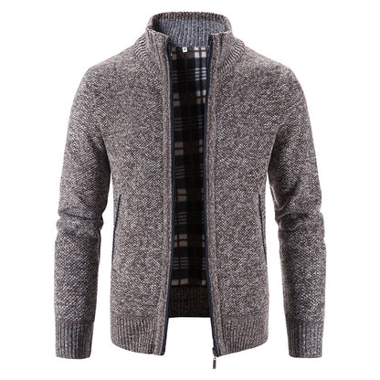 Mens Knitted Stand Collar Cardigan