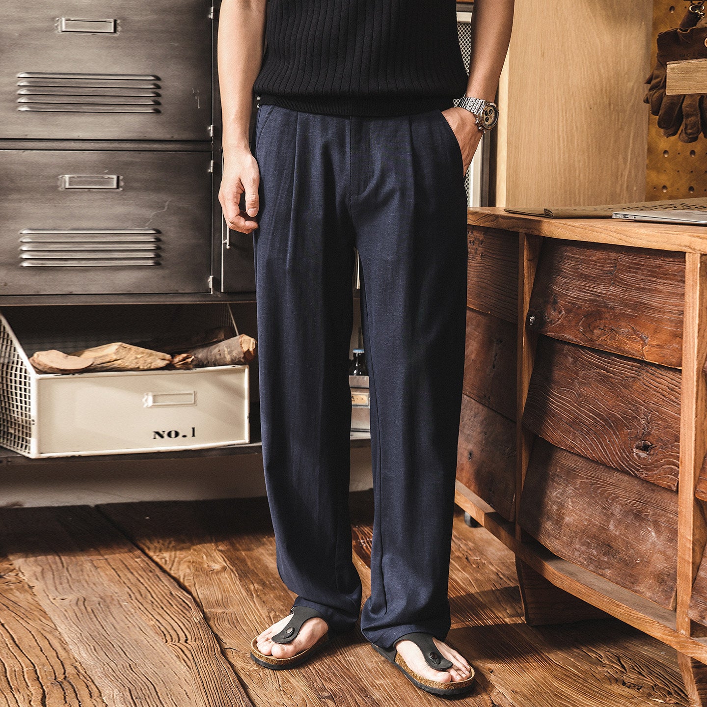 Men's Summer Lightweight Loose-Fit Straight-Leg Pants