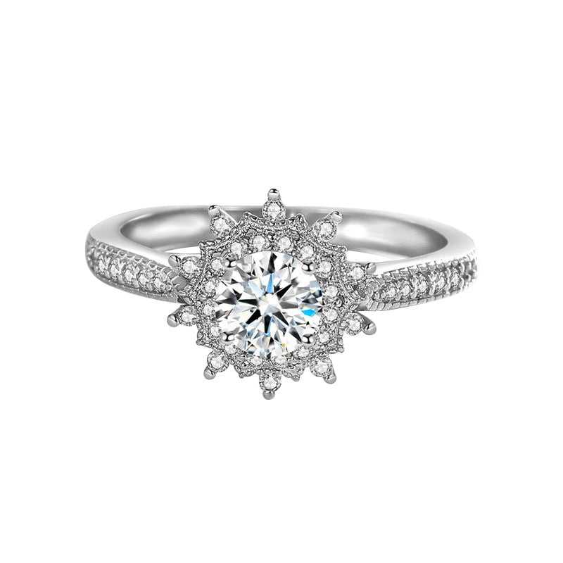 Adjustable Cubic Zirconia Ring Women Classic Six Claw Design