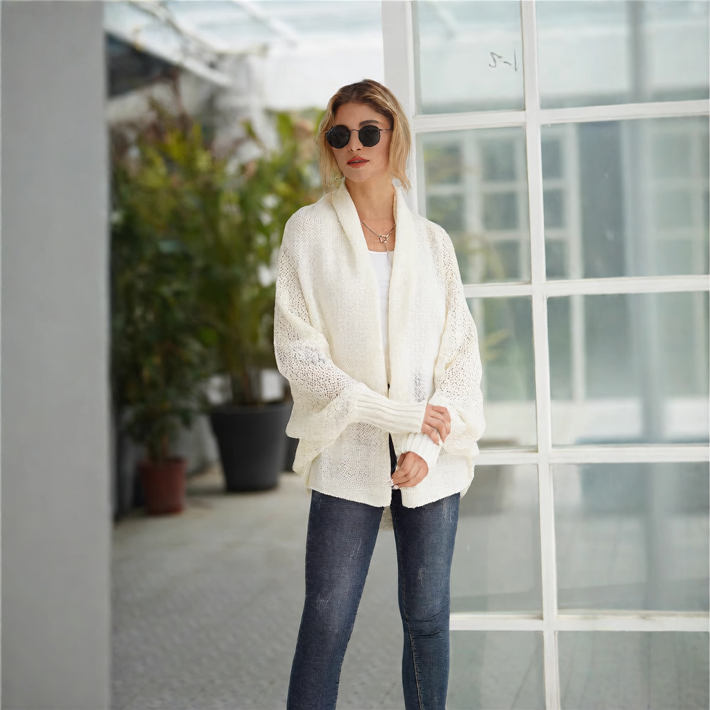 Long and oversized knitted cardigan in large size