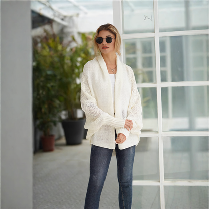 Long and oversized knitted cardigan in large size