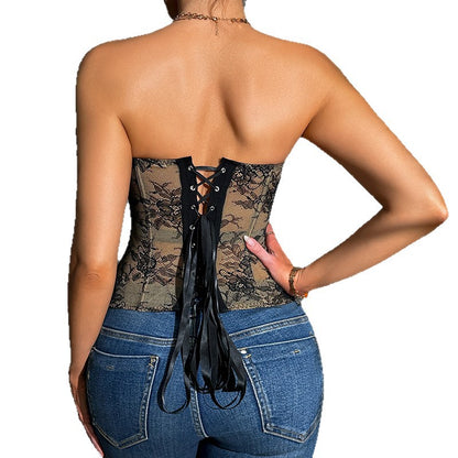 Retro Jacquard Fishbone Corset Shapewear