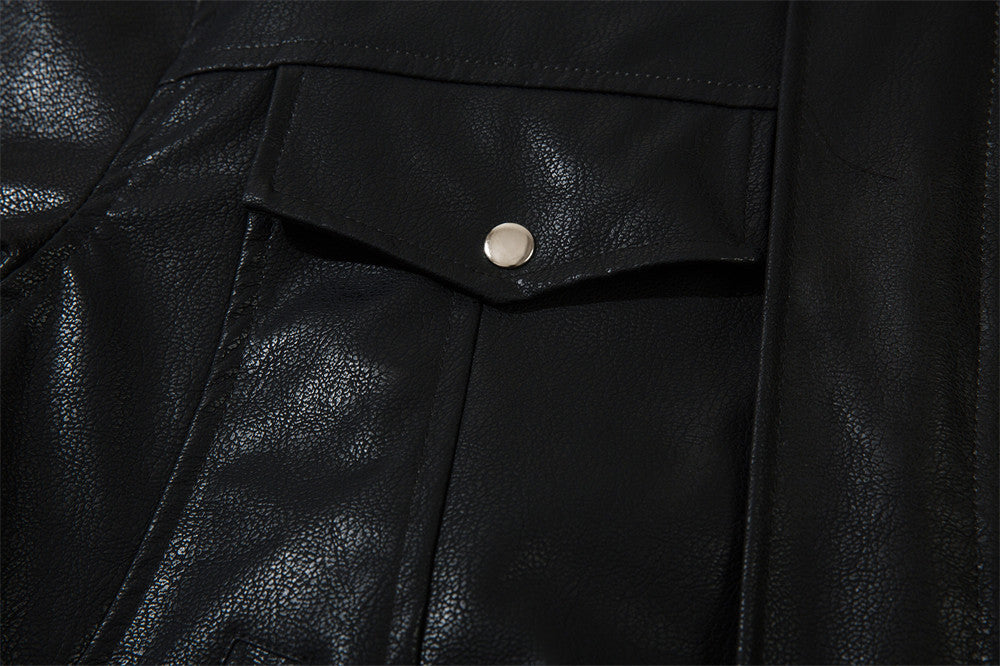 Heren casual Amerikaanse stijl losse PU-leren jacket