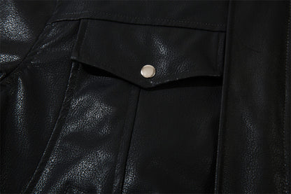 Heren casual Amerikaanse stijl losse PU-leren jacket