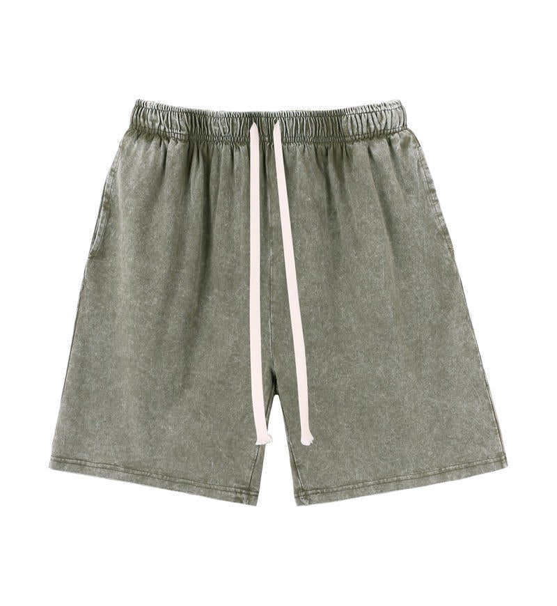 Mens Washed Cotton Wide Leg Shorts