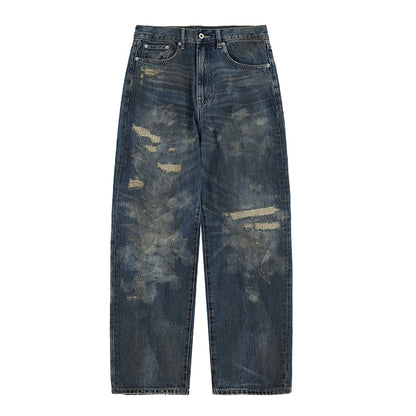 Washed Japanese Casual Straight Jeans