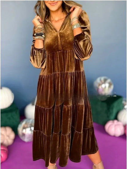 Losse fluwelen midi-jurk