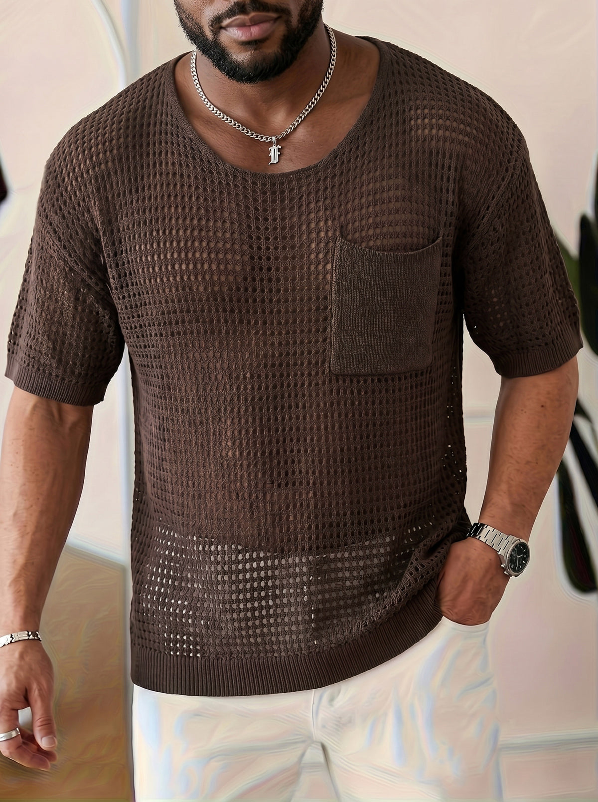 Mens Breathable Knitted Sweater