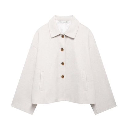 Women's Lapel Collar Wool Blend Jacket