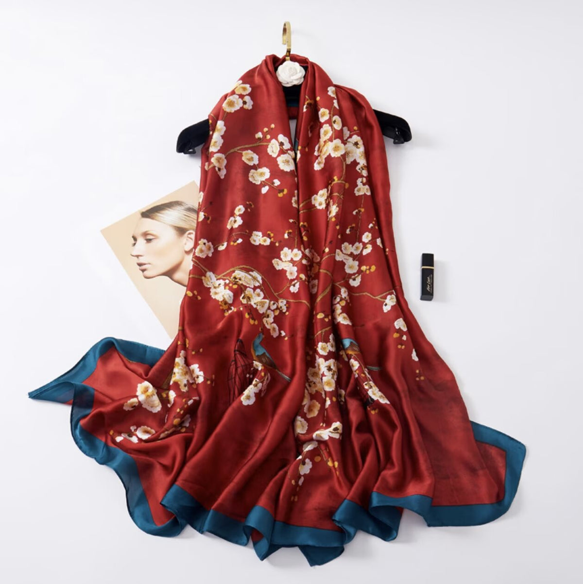 Women's Lijin Satin Scarf Floral Print Shawl