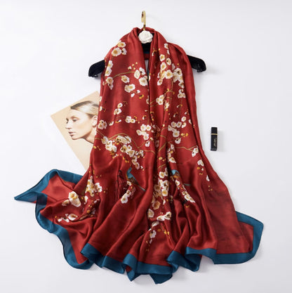 Women's Lijin Satin Scarf Floral Print Shawl
