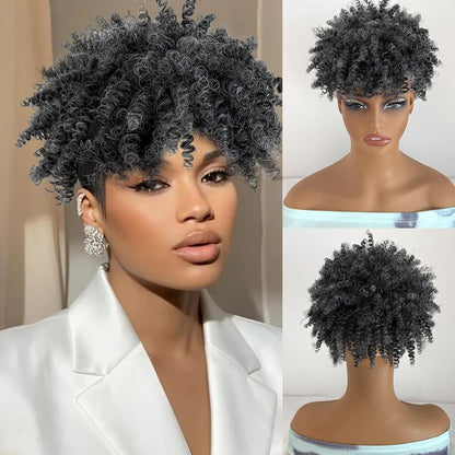 Women's Curly Headband Wig with Bangs