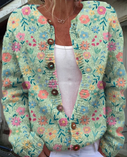 Womens 3D Printed Knit Cardigan