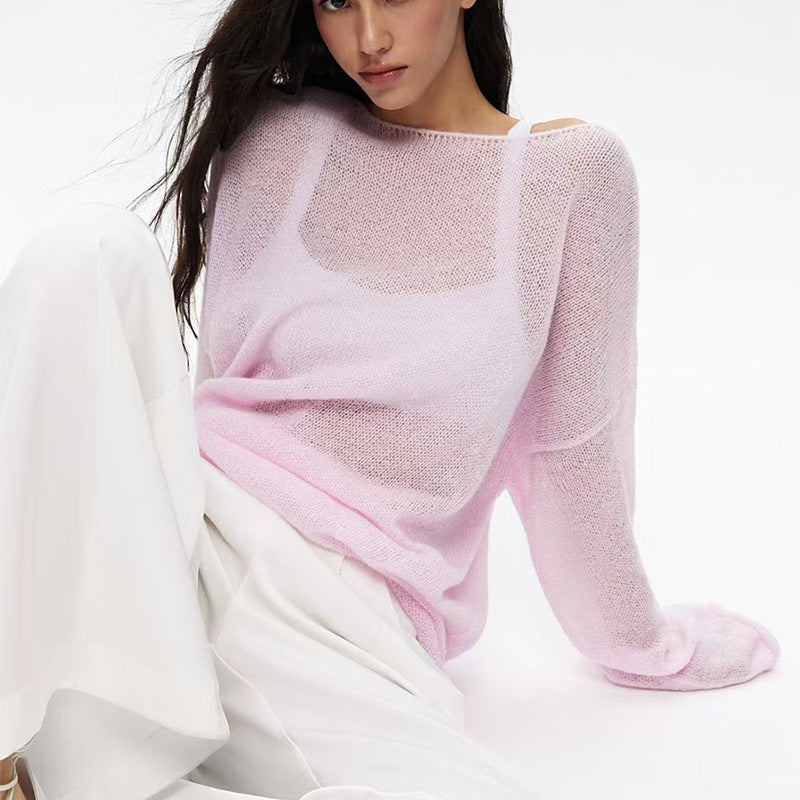 Womens Hollow Knit Pullover Sweater