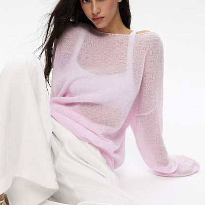 Womens Hollow Knit Pullover Sweater