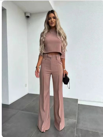Women's Nine-Quarter Sleeve Slim-Fit Suit Set
