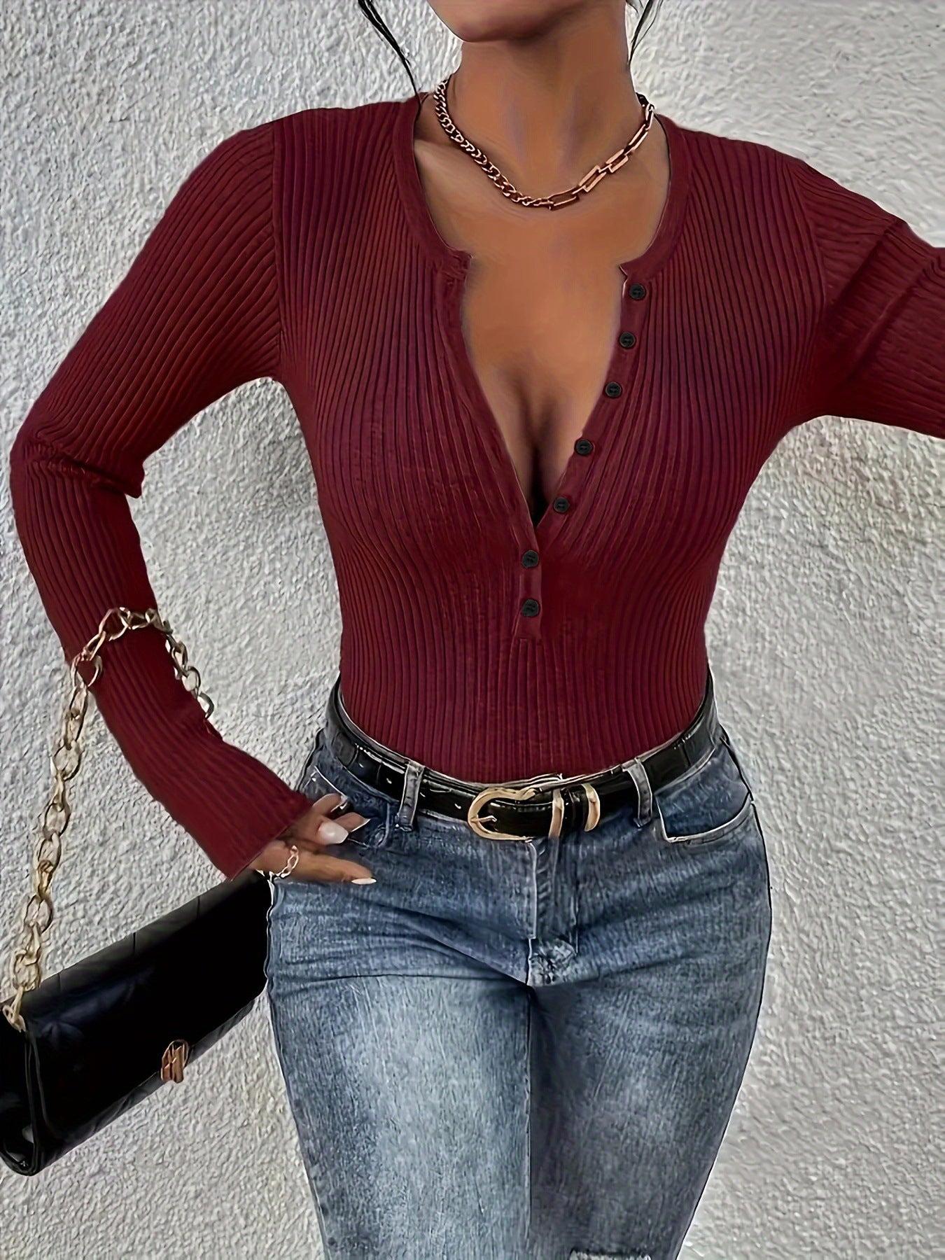 Womens Slim Fit Knit Sweater