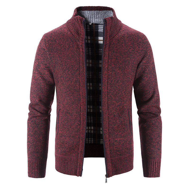 Mens Knitted Stand Collar Cardigan