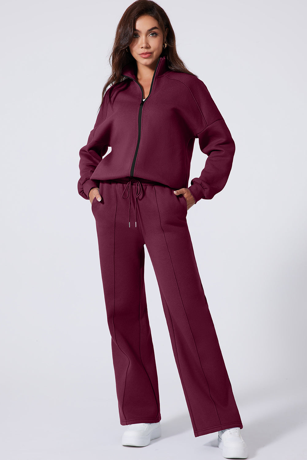 Sweatshirt met halve rits en bijpassende broek