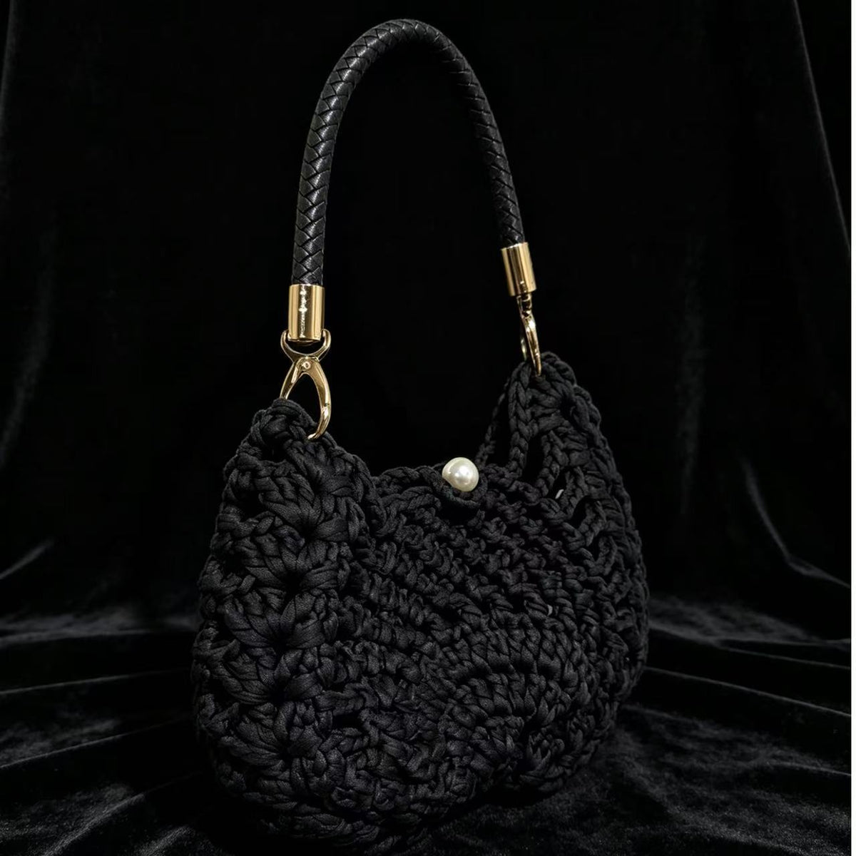 Handwoven Wool Fish Pattern Shoulder Bag
