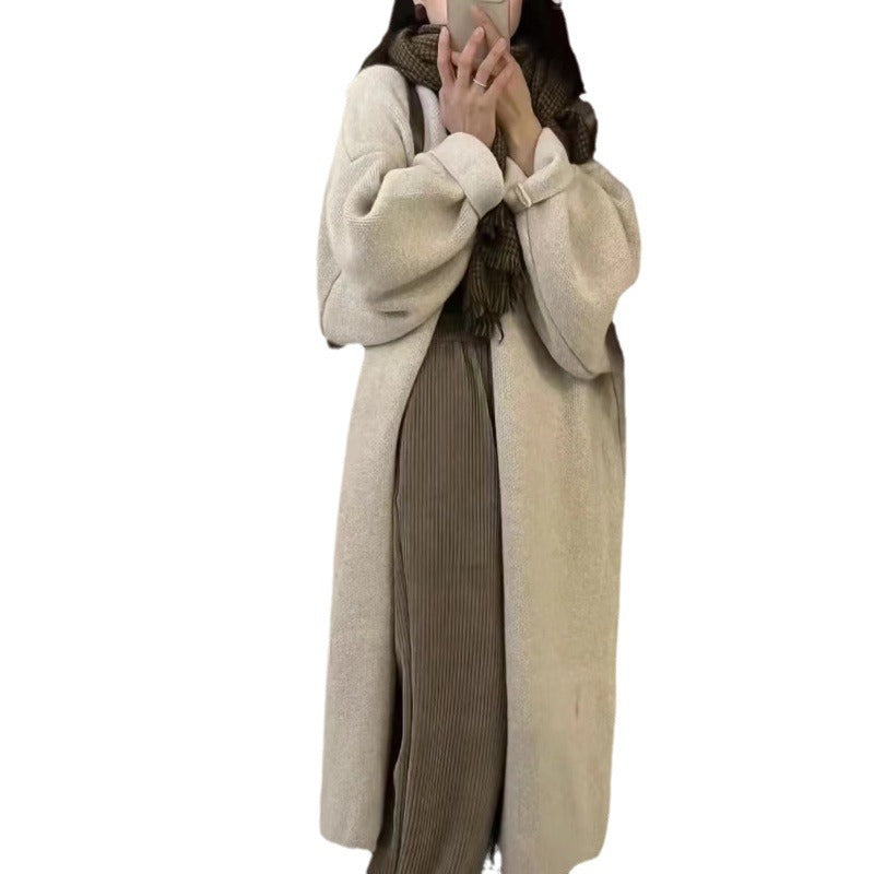 French Retro Long Knit Cardigan for Women