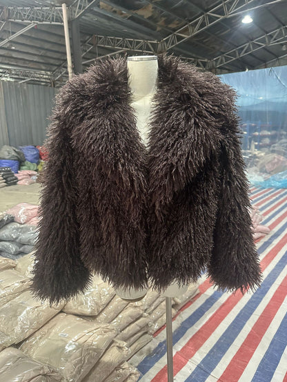 Women's short teddy fur coat