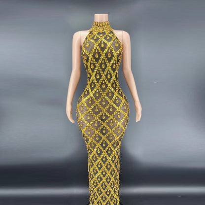 Rhinestone Silver Dress Plus Size