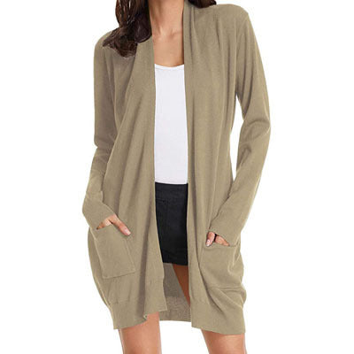 Dames open vest met lange mouwen en zakken