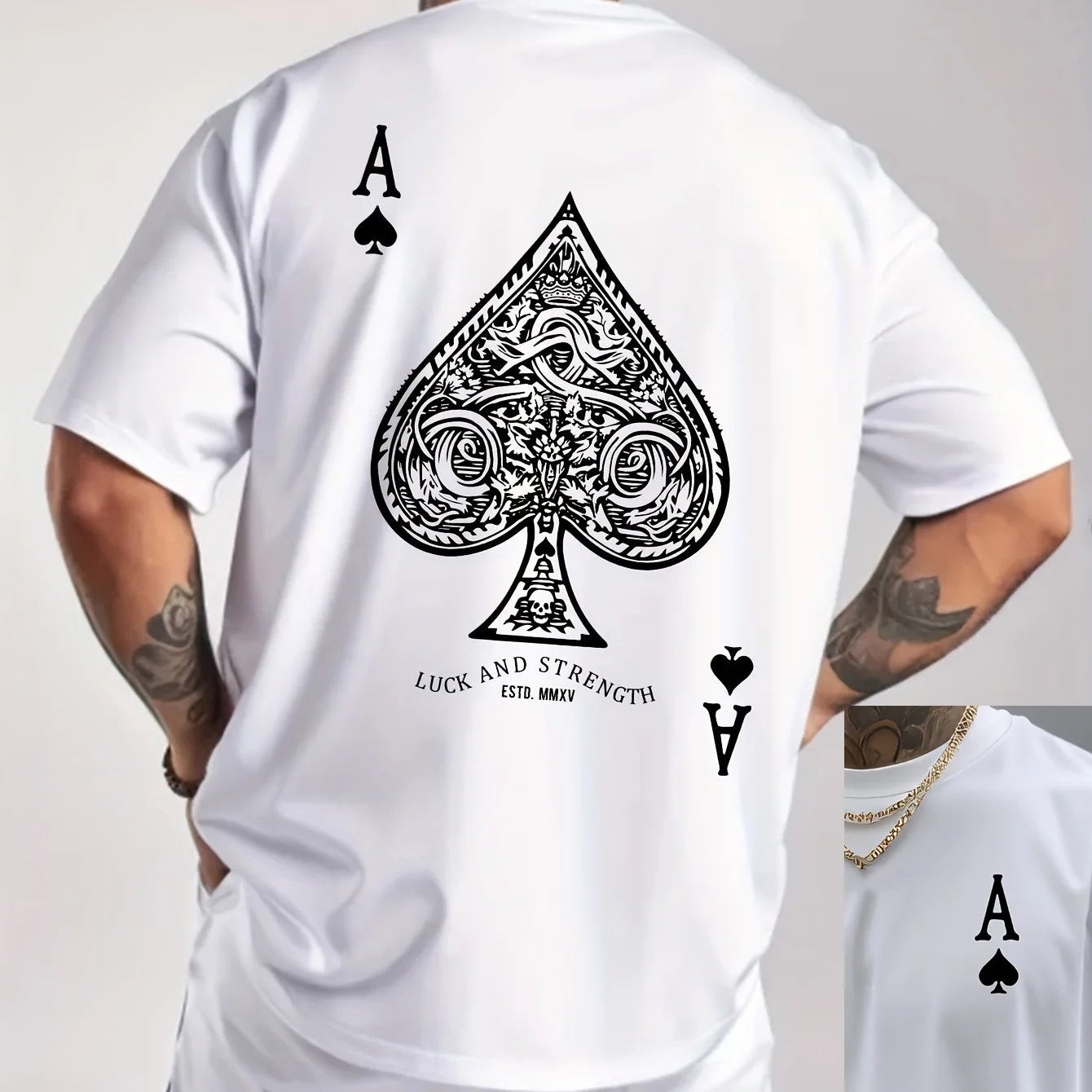 Men's cotton loose-fitting retro ironing pattern T-shirt