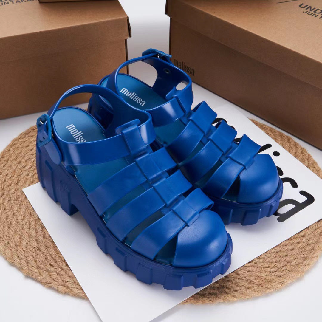 High-heeled sandals with chunky heels