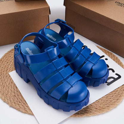 High-heeled sandals with chunky heels