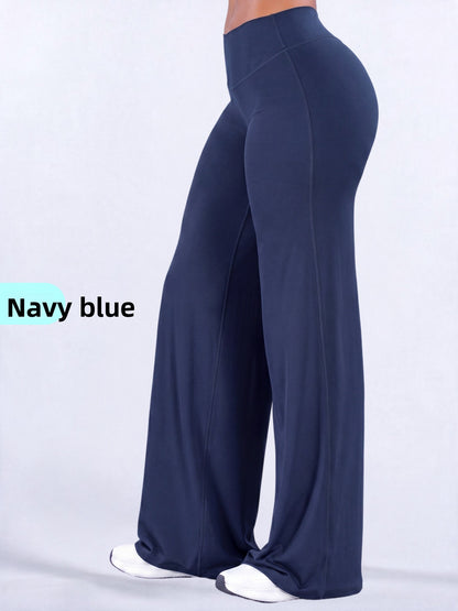 Women's Brushed Fabric High-Waisted Wide-Leg Yoga Running Pants