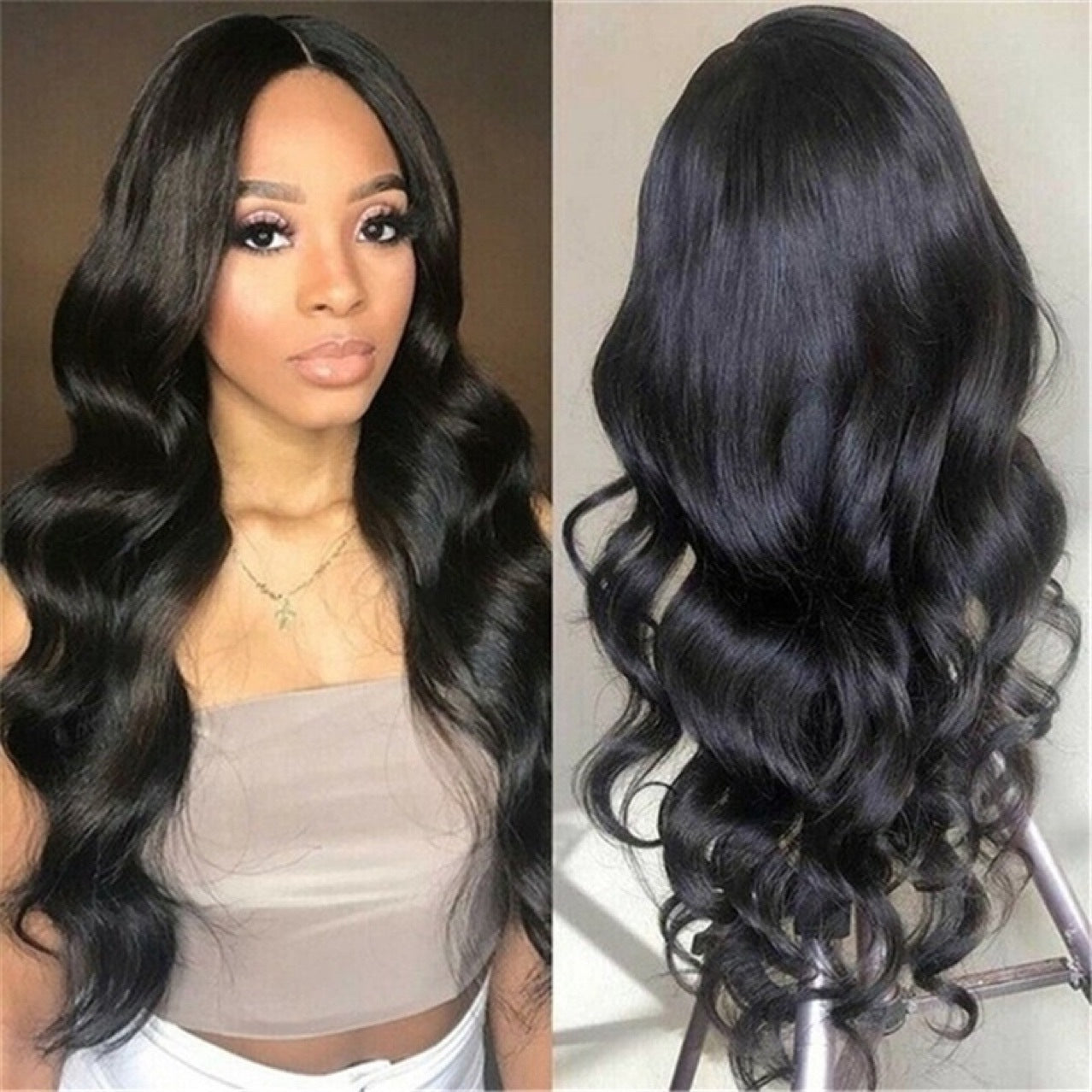 Medium Part Long Curly Synthetic Wig with Large Waves