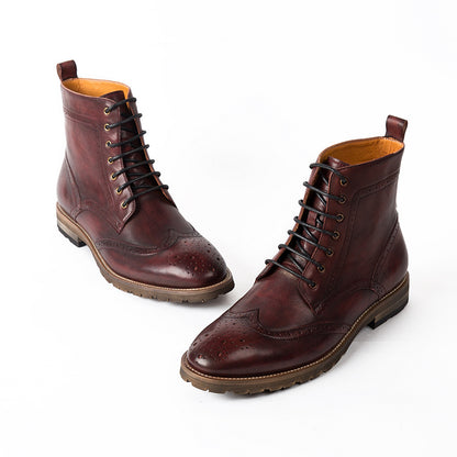 Eerste laag koeienhuid heren merk hoge leren Britse Brock Martin laarzen