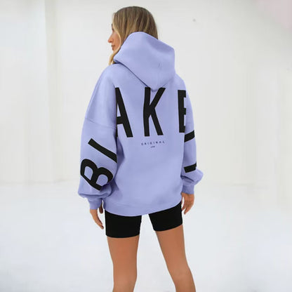 Gothic Letter Print Hooded Sweatshirt