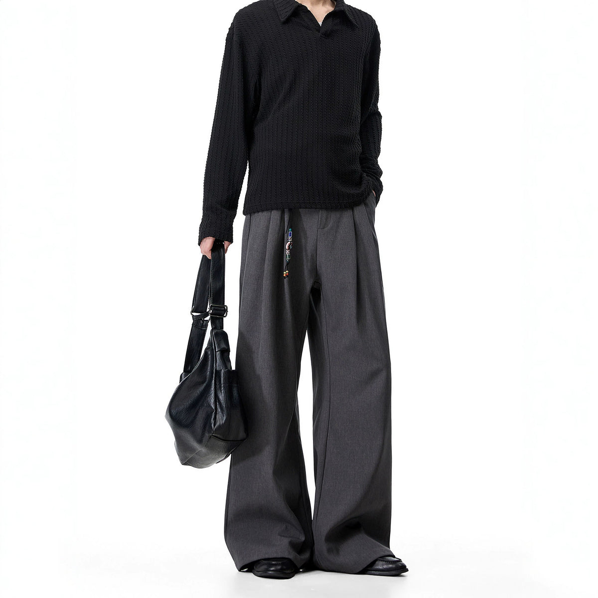 Mens Double Pleated Casual Trousers