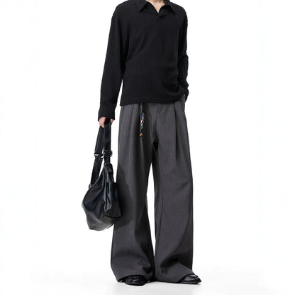 Mens Double Pleated Casual Trousers
