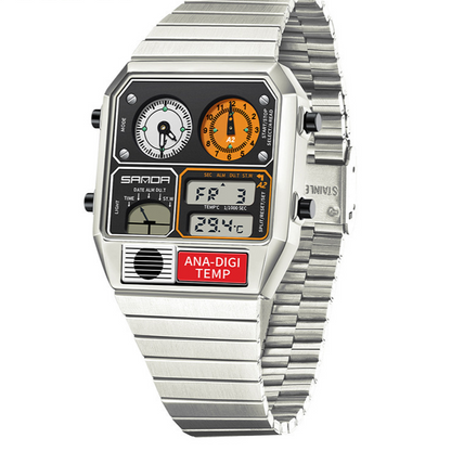 Dual Display 50m Water Resistant Electronic Watch